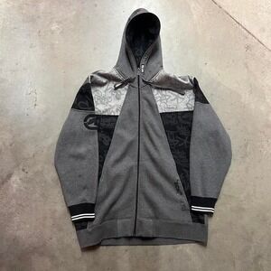 Y2K AOP ecko unlimited grey and black oversized full zip‎ up size 2XL